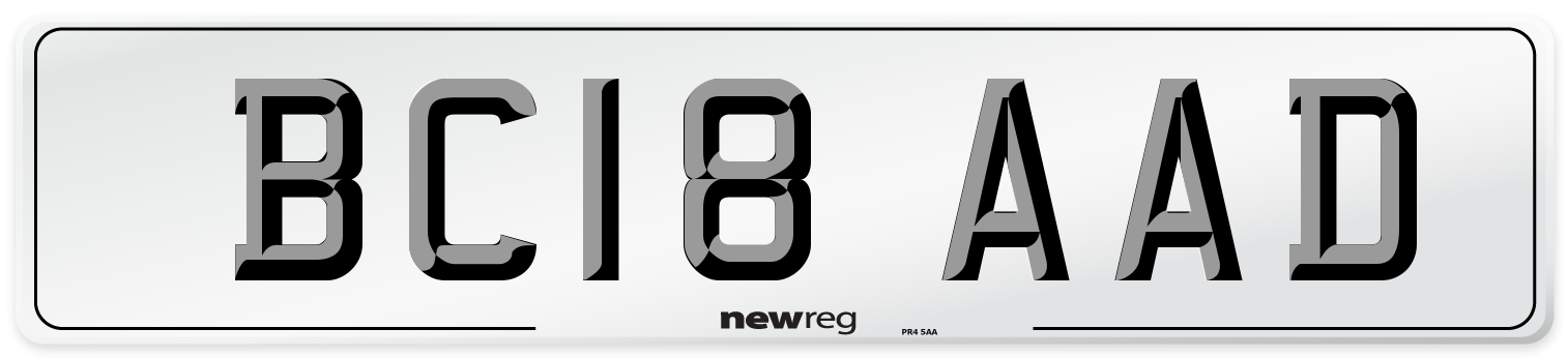 BC18 AAD Number Plate from New Reg